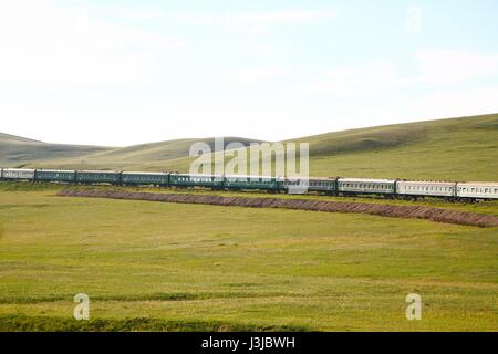 Transsibirische Eisenbahn von Peking nach Ulan Bator Mongolei Stockfoto