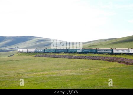 Transsibirische Eisenbahn von Peking nach Ulan Bator Mongolei Stockfoto