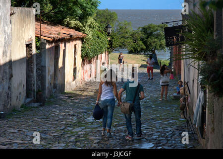 Calle de Suspiros Straße, Colonia de Sacramento, Uruguay. Stockfoto