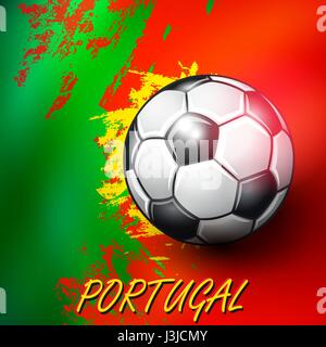 Fußball auf portugiesische Flagge Hintergrund. Stock Vektor