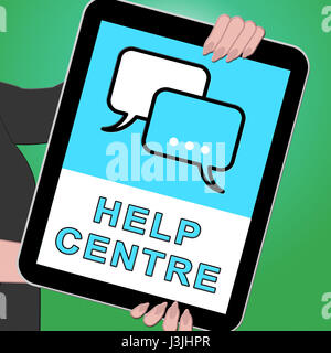 Hilfe-Center Tablet zeigt Faq Beratung 3d Illustration Stockfoto