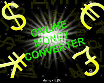 Geld Online Converter Symbole bedeutet Umwandlung Cash 3d Illustration Stockfoto