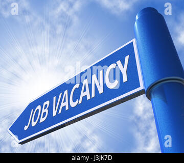 Job Vacancy Straßenschild Mittel bewerben 3d Illustration Stockfoto