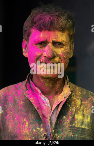 Holi Festiival in Brij, Barasnana, Utttar Pradesh, Indien, Asien Stockfoto