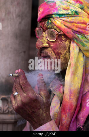 Holi Festiival in Brij, Barasnana, Utttar Pradesh, Indien, Asien Stockfoto