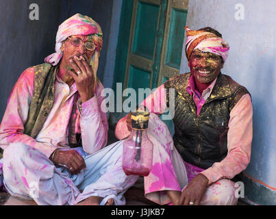 Holi Festiival in Brij, Barasnana, Utttar Pradesh, Indien, Asien Stockfoto