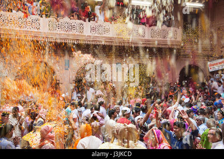 Holi Festiival in Brij, Barasnana, Utttar Pradesh, Indien, Asien Stockfoto