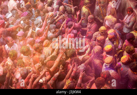 Holi Festiival in Brij, Barasnana, Utttar Pradesh, Indien, Asien Stockfoto