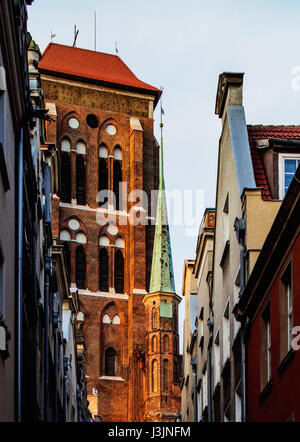Polen, Westpommern, Gdansk, Old Town, Detailansicht der St. Marienkirche Stockfoto