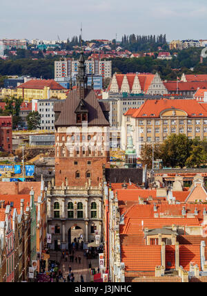 Polen, Westpommern, Danzig, Old Town, erhöhten Blick auf die lange Straße Stockfoto