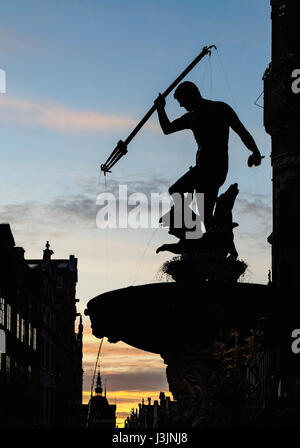 Polen, Westpommern, Gdansk, Altstadt, Neptunbrunnen Stockfoto