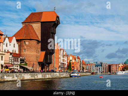 Polen, Westpommern, Danzig, Altstadt, Mottlau und mittelalterlichen Hafen Kran Żuraw Stockfoto