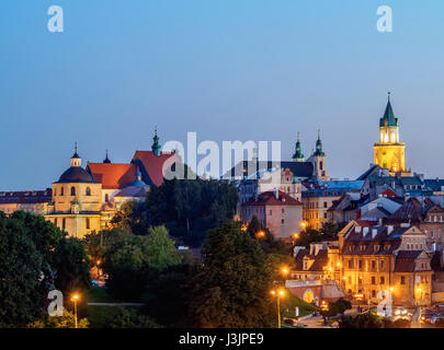 Polen, Woiwodschaft Lublin, Stadt Lublin, alte Stadt Skyline in der Dämmerung Stockfoto