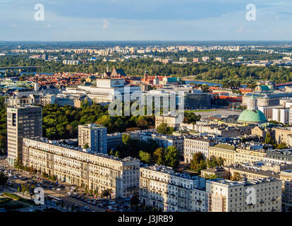 Polen, Masovian Voivodeship, Warschau, Stadtzentrum, Skyline, gesehen vom Palast der Kultur und Wissenschaft Stockfoto