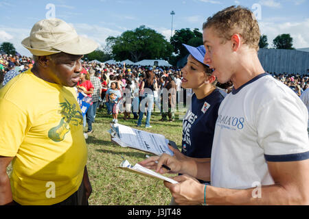 Miami Florida, Biscayne Boulevard, Bicentennial Park, Early Vote for Change Rally, Barack Obama, Präsidentschaftskandidat, Kampagne, Wahlkampf, Volu Stockfoto