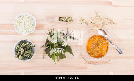 Tee aus den Blüten des weißen Erzengels Stockfoto