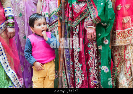 Holi am Barsana und Nandgaon, Uttar Pradesh, Indien, Asien Stockfoto