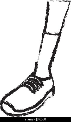 Skizzieren Sie Bein Sneaker Socken Sport design Stock Vektor