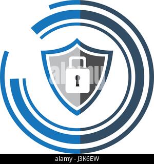 Sicherheit Technologie Vorhängeschloss Schild Internet Schatten Stock Vektor