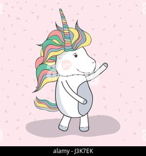 schöne Einhorn tanzen mit langer Mähne Stock Vektor