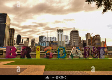 Brisbane-Logo in South Bank Stockfoto