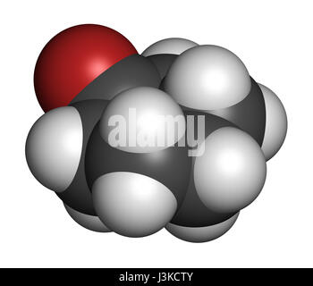 Cyclohexanon organisches Lösungsmittel Molekül. Vorläufer des Nylon Atome werden als Kugeln mit konventionellen Farbkodierung dargestellt: Wasserstoff (weiß), Kohlenstoff () Stockfoto