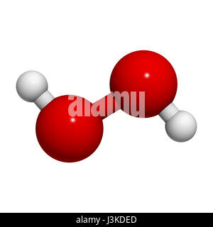 Wasserstoffperoxid (H2O2) Molekül, chemische Struktur. HOOH ist ein Beispiel für eine reaktive Sauerstoffspezies (ROS). H2O2-Lösungen sind oft in Bleichmittel verwendet. Stockfoto