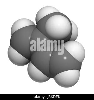 Isopren, Kautschuk (Polyisopren) Baustein (Monomer). Atome sind als Kugeln mit konventionellen Farbcodierung vertreten: Wasserstoff (weiß), Kohlenstoff (g Stockfoto
