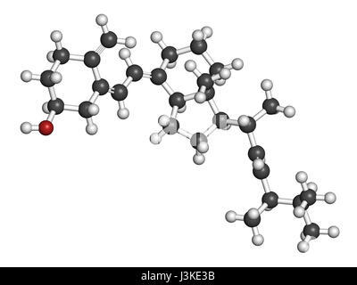 Ergocalciferol (Vitamin D2) Molekül. Atome sind als Kugeln mit konventionellen Farbcodierung vertreten: Wasserstoff (weiß), Kohlenstoff (grau), Sauerstoff (rot). Stockfoto