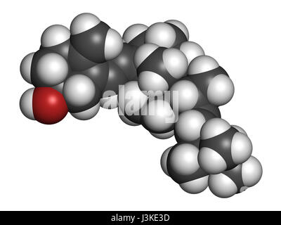 Ergocalciferol (Vitamin D2) Molekül. Atome sind als Kugeln mit konventionellen Farbcodierung vertreten: Wasserstoff (weiß), Kohlenstoff (grau), Sauerstoff (rot). Stockfoto