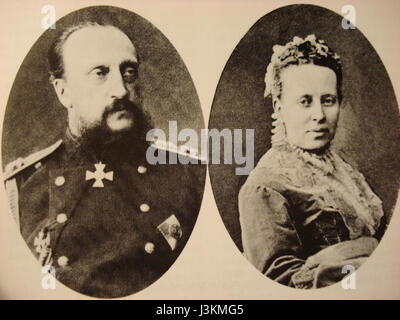 Großherzog Nikolaus Nikolajewitsch war ein prominenter russischer Militärführer, und seine Frau, Großherzogin Alexandra Petrowna, spielte eine Rolle in der russischen Gesellschaft. Dieser Titel bezieht sich auf ihr Leben im 19. Jahrhundert. Stockfoto