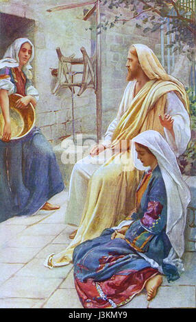 Harold Copping Jesus im Haus von Martha und Maria 400 Stockfoto