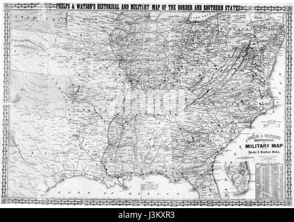 Historische und militärische Karte von der Grenze und die Südstaaten. Phelps & Watson, 1866 Stockfoto
