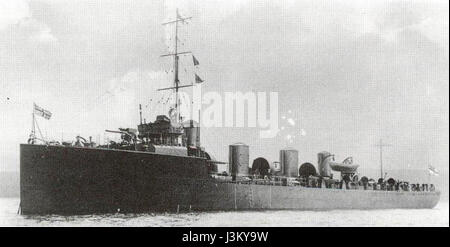 Die HMS Zulu war ein Schiff der britischen Royal Navy, ein Beispiel für Zerstörer der Tribal-Klasse, das Anfang des 20. Jahrhunderts gebaut wurde und in beiden Weltkriegen diente. Stockfoto
