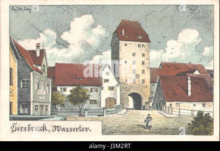 Das Wassertor in Hersbruck, ein historisches Wahrzeichen, wurde von Eugen Felle fotografiert. Das Bild erfasst seine architektonische Bedeutung und den historischen Kontext innerhalb der Region Hersbruck. Stockfoto