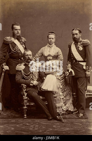 Grand Duke Alexei, Prinz Alfred, Großherzogin Maria Alexandrovnsa, Zar Alexander II. Stockfoto