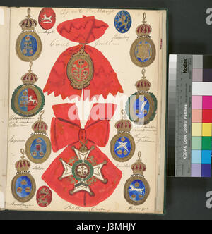 Die „Great Britain Decoration“ ist ein historisches Kunstwerk, das in der New York Public Library untergebracht ist und komplexe Designs und Handwerkskunst im Zusammenhang mit der britischen Geschichte zeigt. Stockfoto