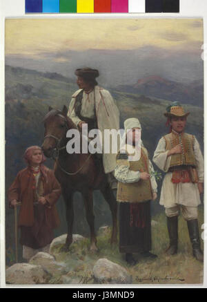 Die Huzuly, eine ethnische Gruppe aus den Karpaten in der Ukraine, bekannt für ihre eigene Kultur, Sprache und Traditionen, die zum reichen Erbe der Region beitragen. Stockfoto