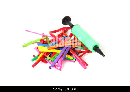 Luftpumpe und Luftballons Stockfoto