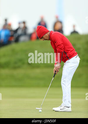 Dänemarks Lucas Bjerregaard während Tag eins der Golf-Sechser im Centurion Club, St Albans. PRESSEVERBAND Foto. Bild Datum: Samstag, 6. Mai 2017. Vgl. PA Geschichte GOLF Sechser. Bildnachweis sollte lauten: Steven Paston/PA Wire. EINSCHRÄNKUNGEN. Nur zur redaktionellen Verwendung. Keine kommerzielle Nutzung. Stockfoto