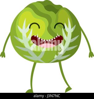 Kohl-frisches Gemüse Kawaii-Charakter Stock Vektor