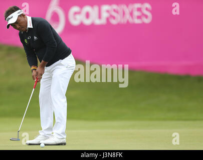 Thailands Thongchai Jaidee während Tag eins der Golf-Sechser im Centurion Club, St Albans. Stockfoto