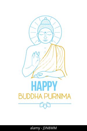 Banner, Grußkarte auf der Ferieninsel - Buddha Purnima. Symbol in der linearen Stil Stock Vektor