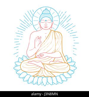 Symbol - Buddha Purnima. Symbol in der linearen Stil Stock Vektor