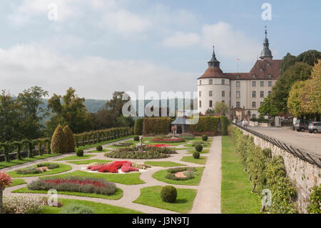 Schloss Langenburg, Tal der Jagst, Langenburg, Schwäbisch Hall, Region Hohenlohe, Baden-Württemberg, Heilbronn-Franken, Deutschland Stockfoto