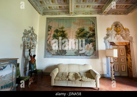 Castello di Meleto, Burg Meleto, Burg aus dem 11. Jahrhundert, Massellone Tal, Gaiole In Chianti, Siena, Toskana, Italien, Europa Stockfoto