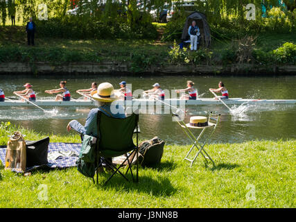 Konkurrenten bei der jährlichen Shrewsbury-Regatta auf dem Fluss Severn in Shropshire. Stockfoto