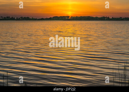 Sonnenuntergang am Fluss Dnjepr in der Nähe von Kiew.  Dieses Foto wurde in einem Park in der Nähe von Kiew. Stockfoto