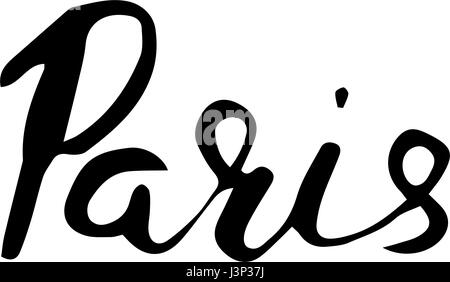 Paris hand Schriftzug. Isoliert auf weißem Hintergrund. Stock Vektor