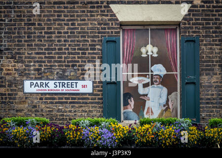 Straßenschild, The Market Porter, Parkstraße, Southwark, London Stockfoto